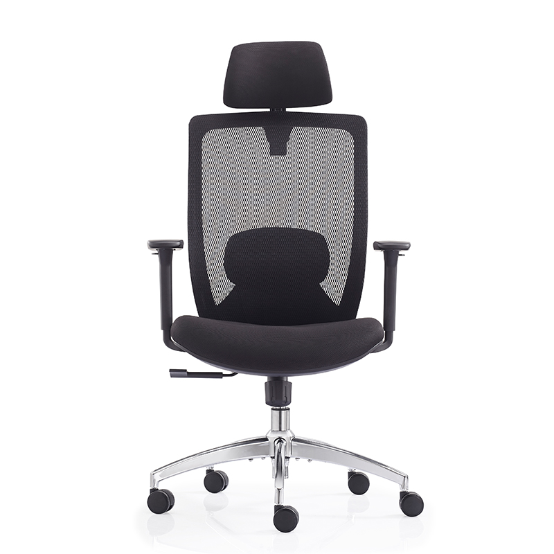 V6-H04 Черен висок гръб, разглобяем хромиран основен мрежест стол