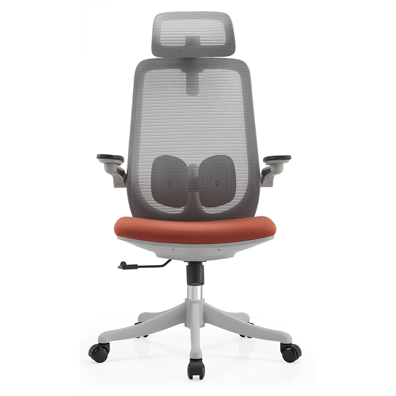 A2-H16 Gray+red High Back Nylon Base Mesh Chair