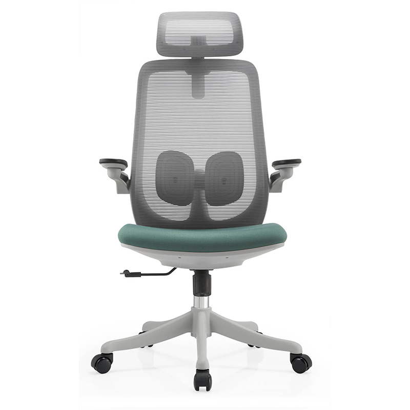 A2-H15 Gray+green High Back Nylon Base Mesh Chair