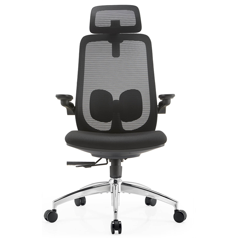 A2-H10 черен висок гръб, разглобяем хромиран основен мрежест стол